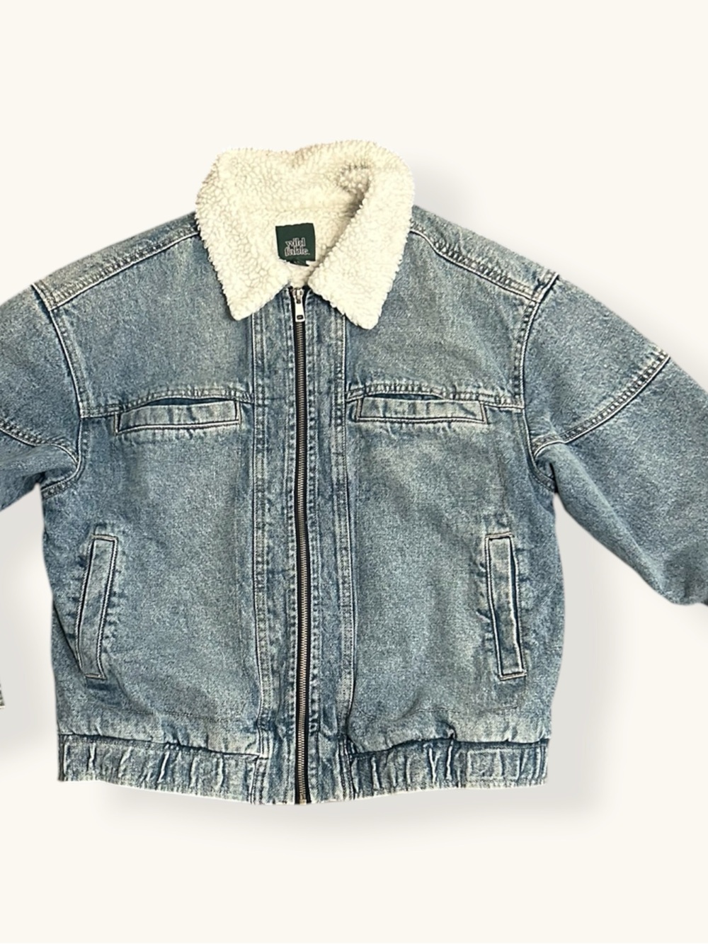 Wild Fable faux shearling lined denim bomber jacket